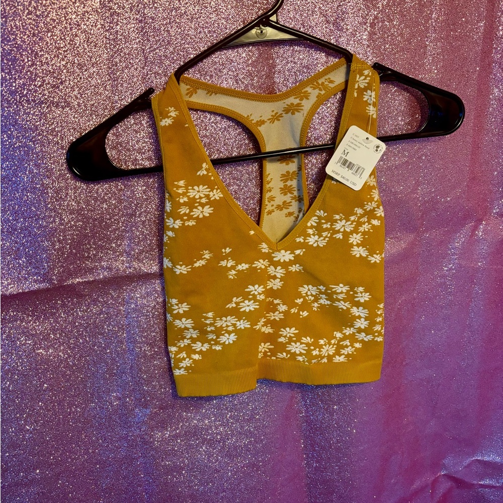 Free people bralette tank top mustard size medium NWT